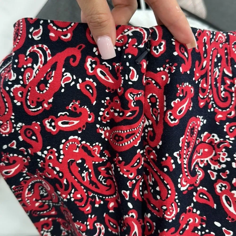 Talbots Skirt Navy/Red/White Paisley Print. Size 10